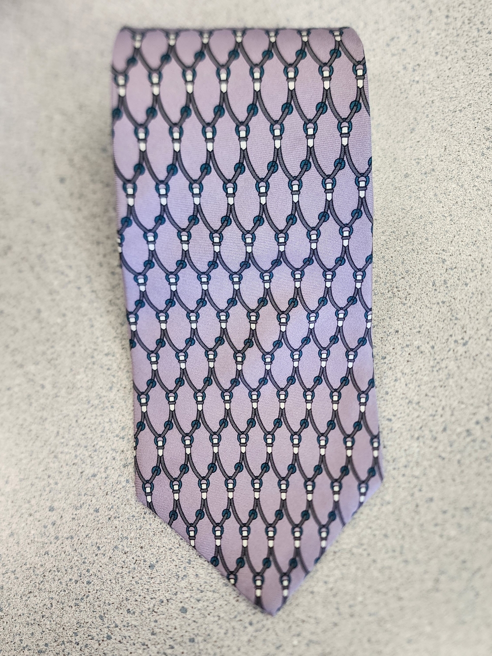 Hermes Vintage Silk Tie Lavender Purple Stirrup Equestrian Strap France